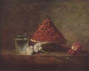 Jean Baptiste Simeon Chardin Still Life with Basket of Strawberries (mk08) oil painting on canvas
